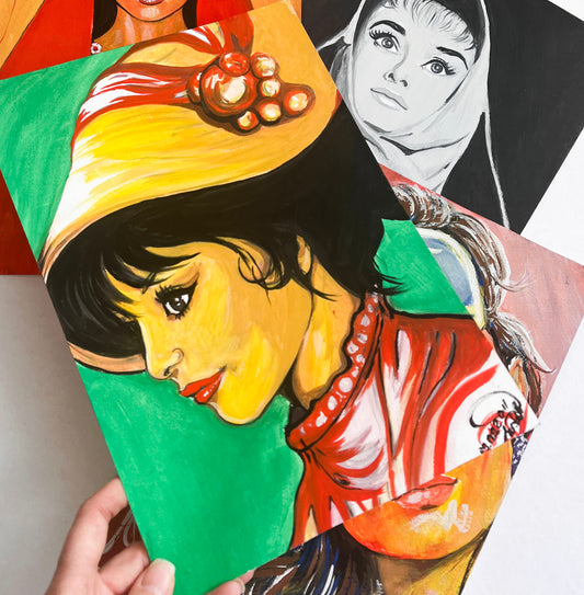 Audrey Hepburn, My Fair Lady, Eliza Doolittle, ORIGINAL Gouache Painting, Artwork by Svetlana Pelin