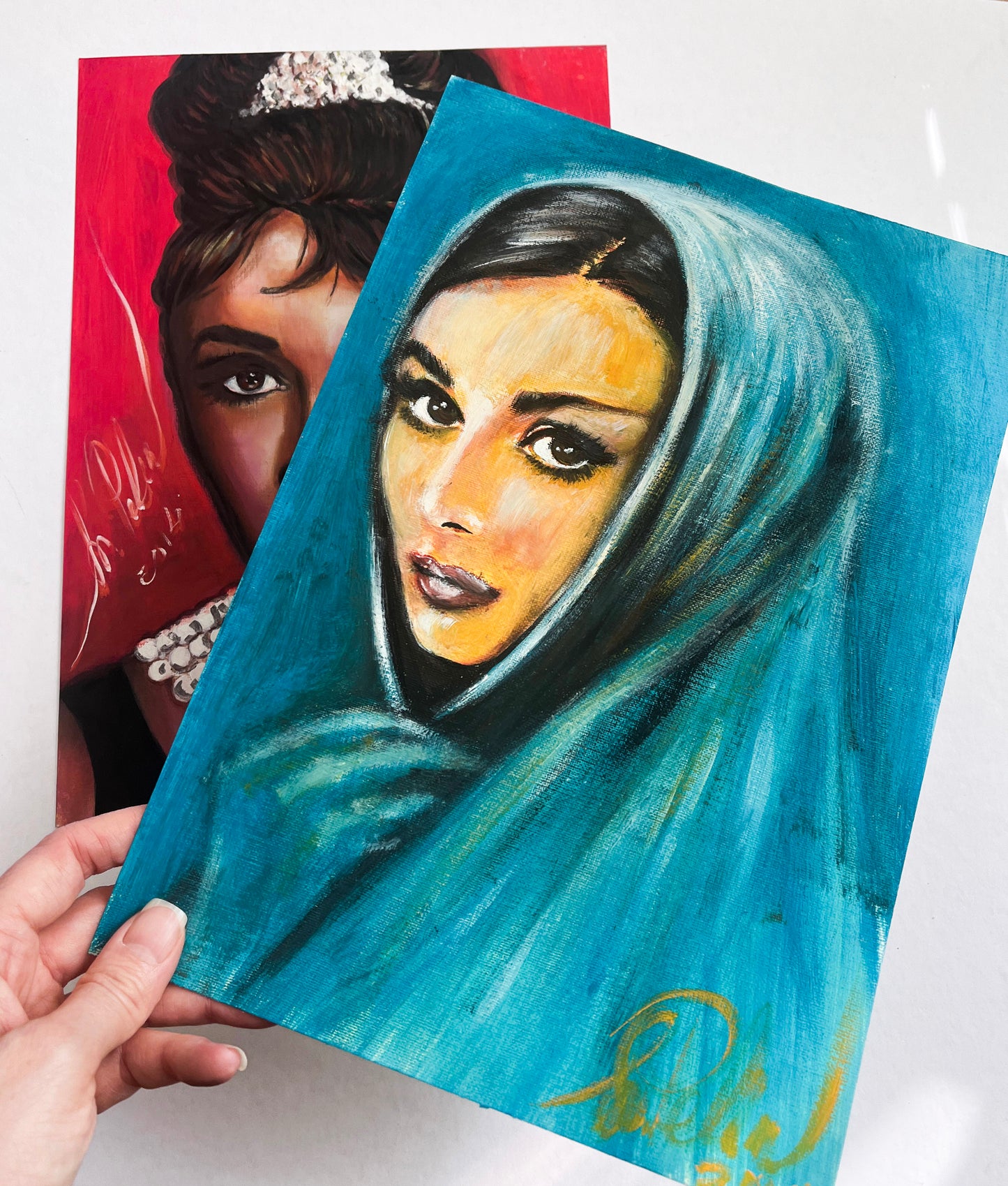 Audrey Hepburn, War and Peace, ORIGINAL Oil Painting, Artwork by Svetlana Pelin
