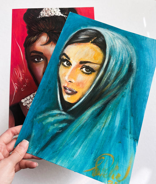 Audrey Hepburn, War and Peace, ORIGINAL Oil Painting, Artwork by Svetlana Pelin