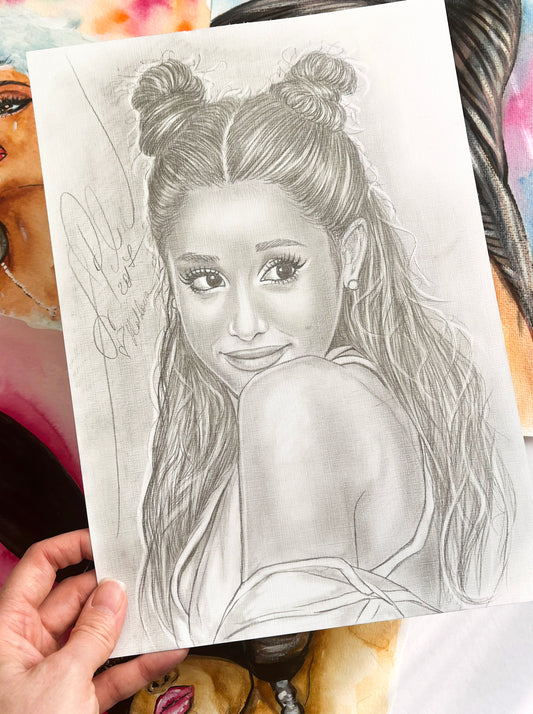 Ariana Grande, AG, ORIGINAL Pencil Drawing, Artwork by Svetlana Pelin