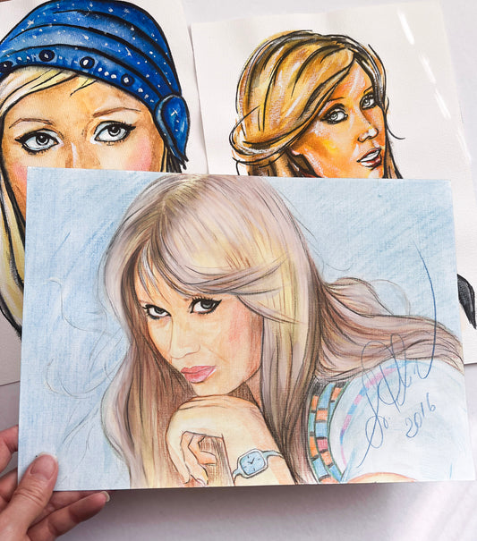 Agnetha Fältskog, AF, ORIGINAL Watercolor Pencil Drawing, Artwork by Svetlana Pelin
