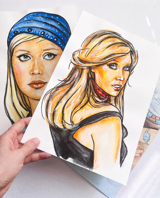Agnetha AF, ORIGINAL Watercolor Painting, Artwork by Svetlana Pelin