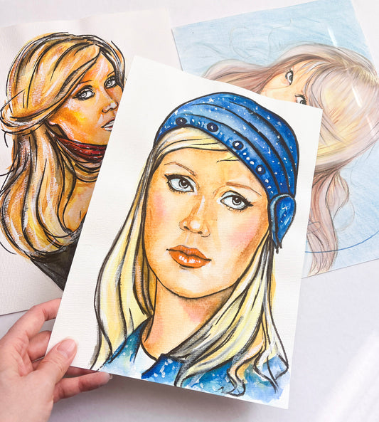 Agnetha Fältskog, AF, ORIGINAL Watercolor Painting, Artwork by Svetlana Pelin