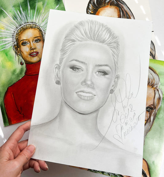 Amber Heard, ORIGINAL Pencil Drawing, Artwork by Svetlana Pelin