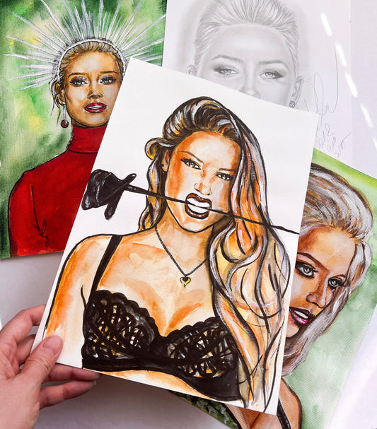 Amber Heard, ORIGINAL Watercolor Painting, Artwork by Svetlana Pelin