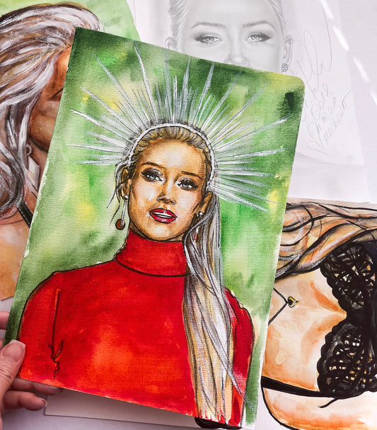 Amber Heard, ORIGINAL Watercolor Painting, Artwork by Svetlana Pelin