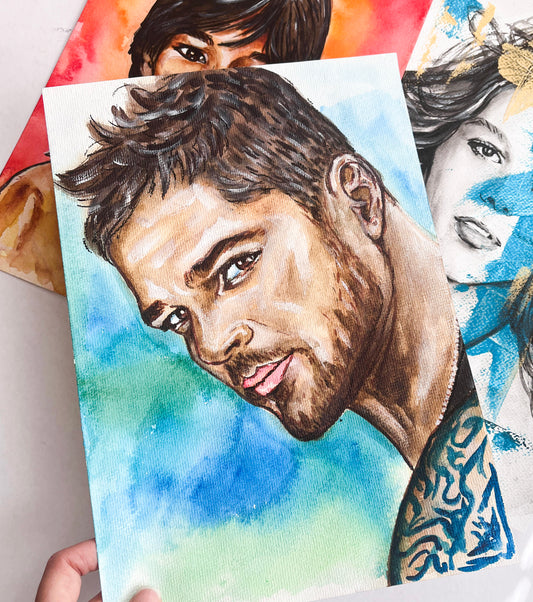 Ricky Martin, RM, ORIGINAL Watercolor Painting, Artwork by Svetlana Pelin