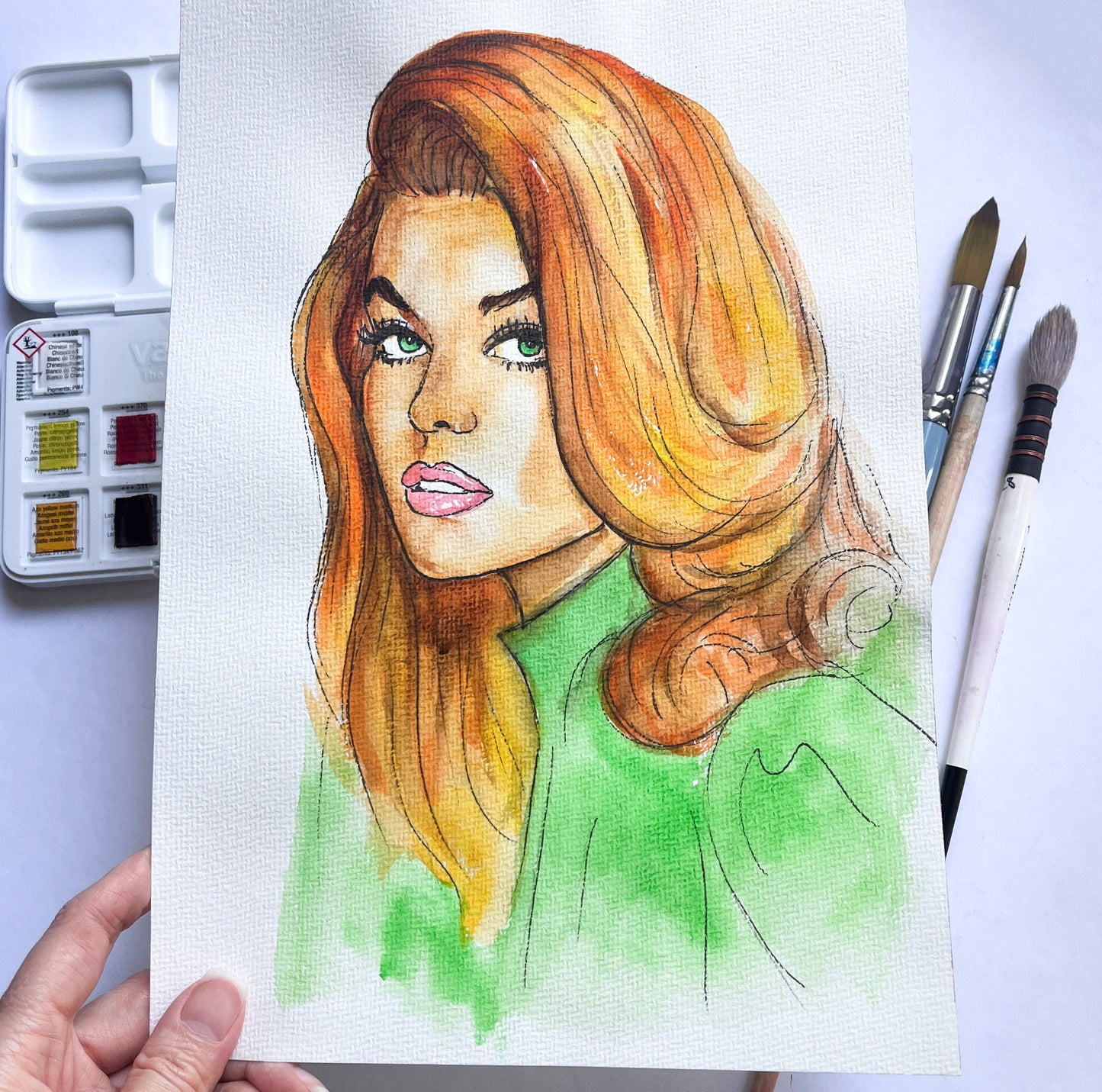 Ann-Margret, ORIGINAL Watercolor Painting, Artwork by Svetlana Pelin