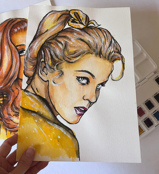 Ann-Margret, ORIGINAL Watercolor Painting, Artwork by Svetlana Pelin