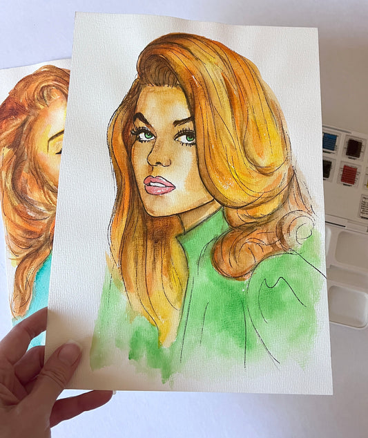 Ann-Margret, ORIGINAL Watercolor Painting, Artwork by Svetlana Pelin