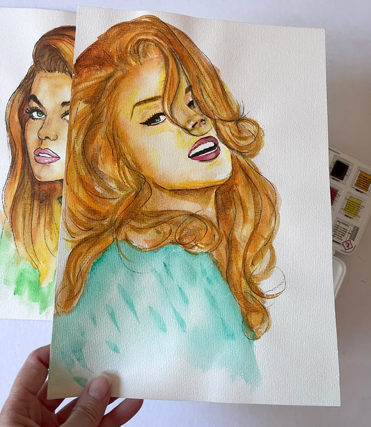 Ann-Margret, ORIGINAL Watercolour Painting, Artwork by Svetlana Pelin