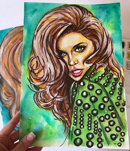 Ann-Margret, ORIGINAL Watercolor Painting, Artwork by Svetlana Pelin