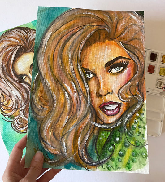 Ann-Margret, ORIGINAL Watercolor Painting, Artwork by Svetlana Pelin