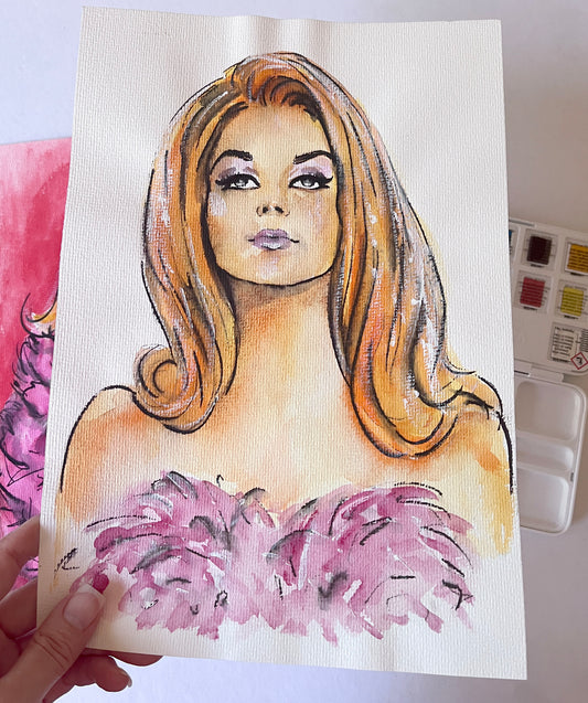 Ann-Margret, ORIGINAL Watercolour Painting, Artwork by Svetlana Pelin