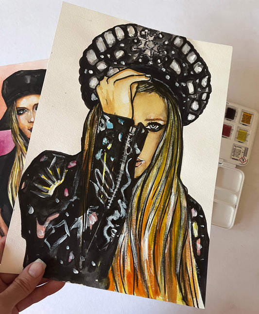 Avril Lavigne, ORIGINAL Watercolour Painting, Artwork by Svetlana Pelin