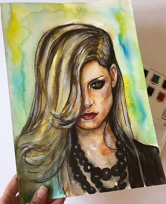 Avril Lavigne, ORIGINAL Watercolor Painting, Artwork by Svetlana Pelin