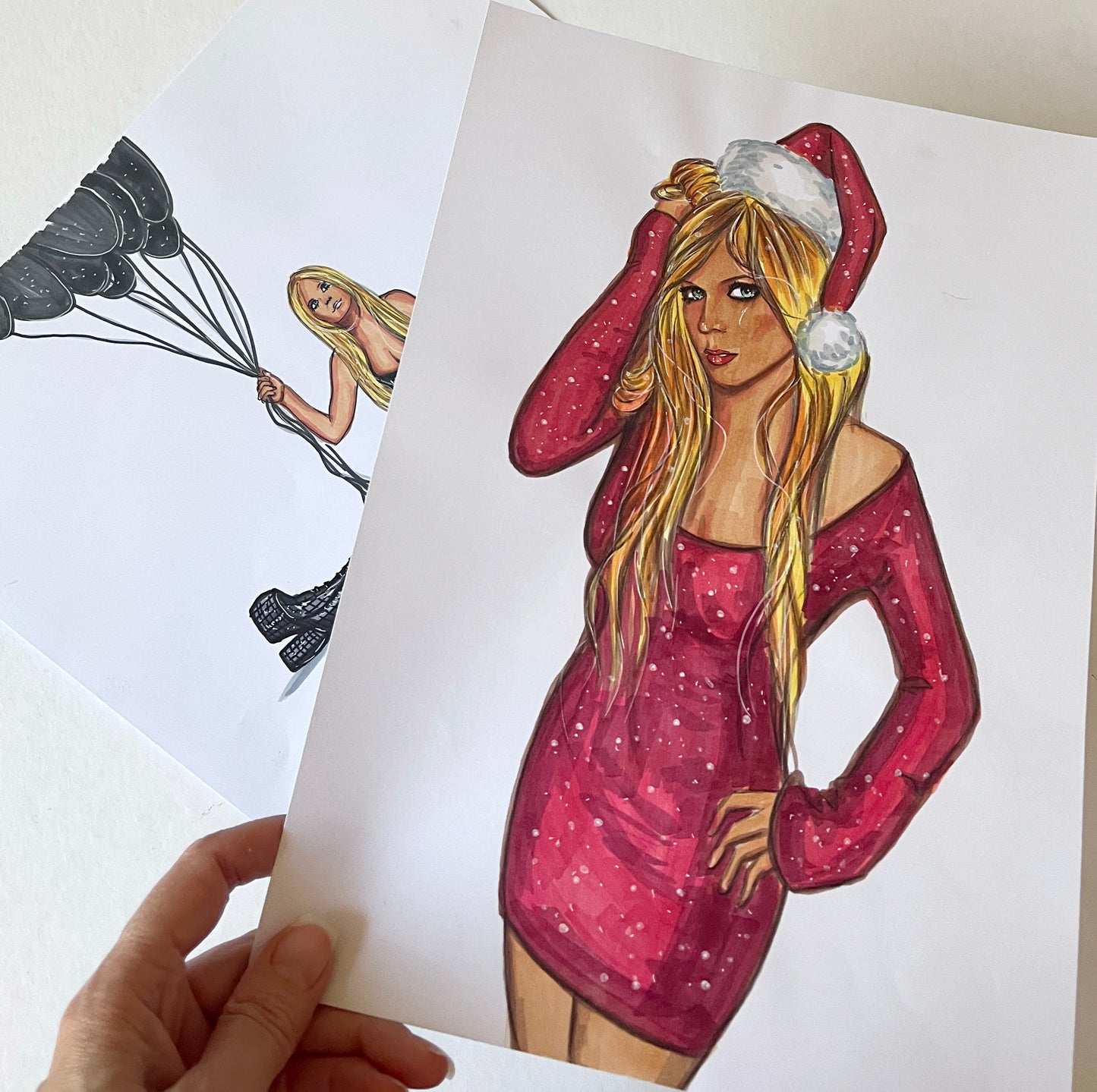 Avril Lavigne, Santa Baby, Christmas, ORIGINAL Marker drawing, Artwork by Svetlana Pelin