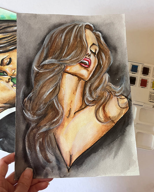 Angelina Jolie, ORIGINAL Watercolor Painting, Artwork by Svetlana Pelin