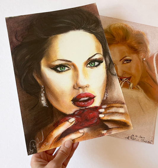 Angelina Jolie, ORIGINAL Pastel drawing, Artwork by Svetlana Pelin