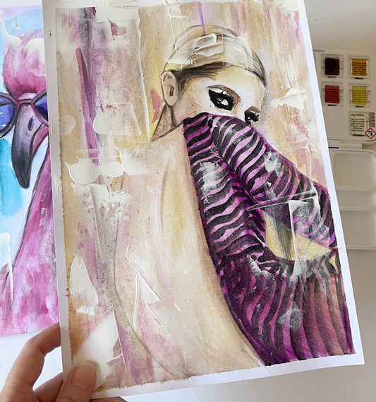 Edie Sedgwick, ORIGINAL Watercolor Painting, Artwork by Svetlana Pelin