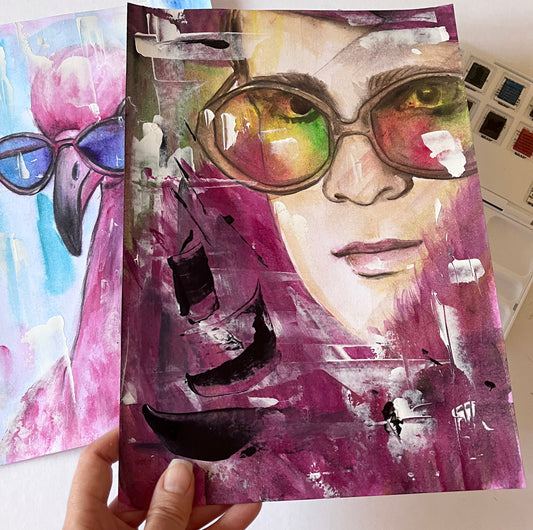 Elton John, EJ, ORIGINAL Watercolor Painting, Artwork by Svetlana Pelin