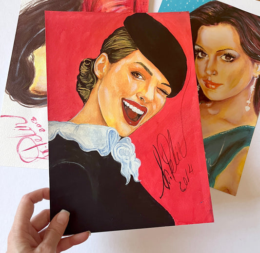 Anne Hathaway, ORIGINAL Gouache Painting, Artwork by Svetlana Pelin
