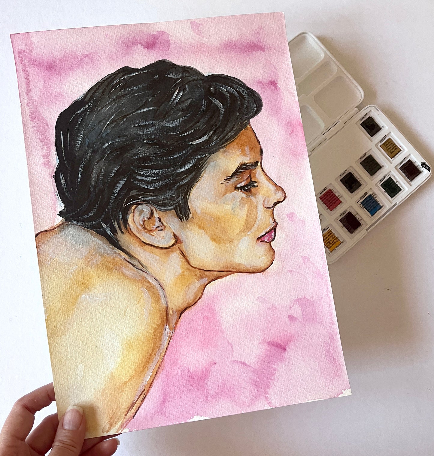 Alain Delon, ORIGINAL Watercolor Painting, Artwork by Svetlana Pelin