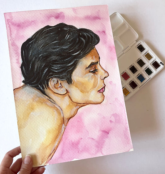 Alain Delon, ORIGINAL Watercolor Painting, Artwork by Svetlana Pelin
