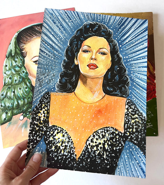 Ava Gardner, ORIGINAL Gouache Painting, Artwork by Svetlana Pelin