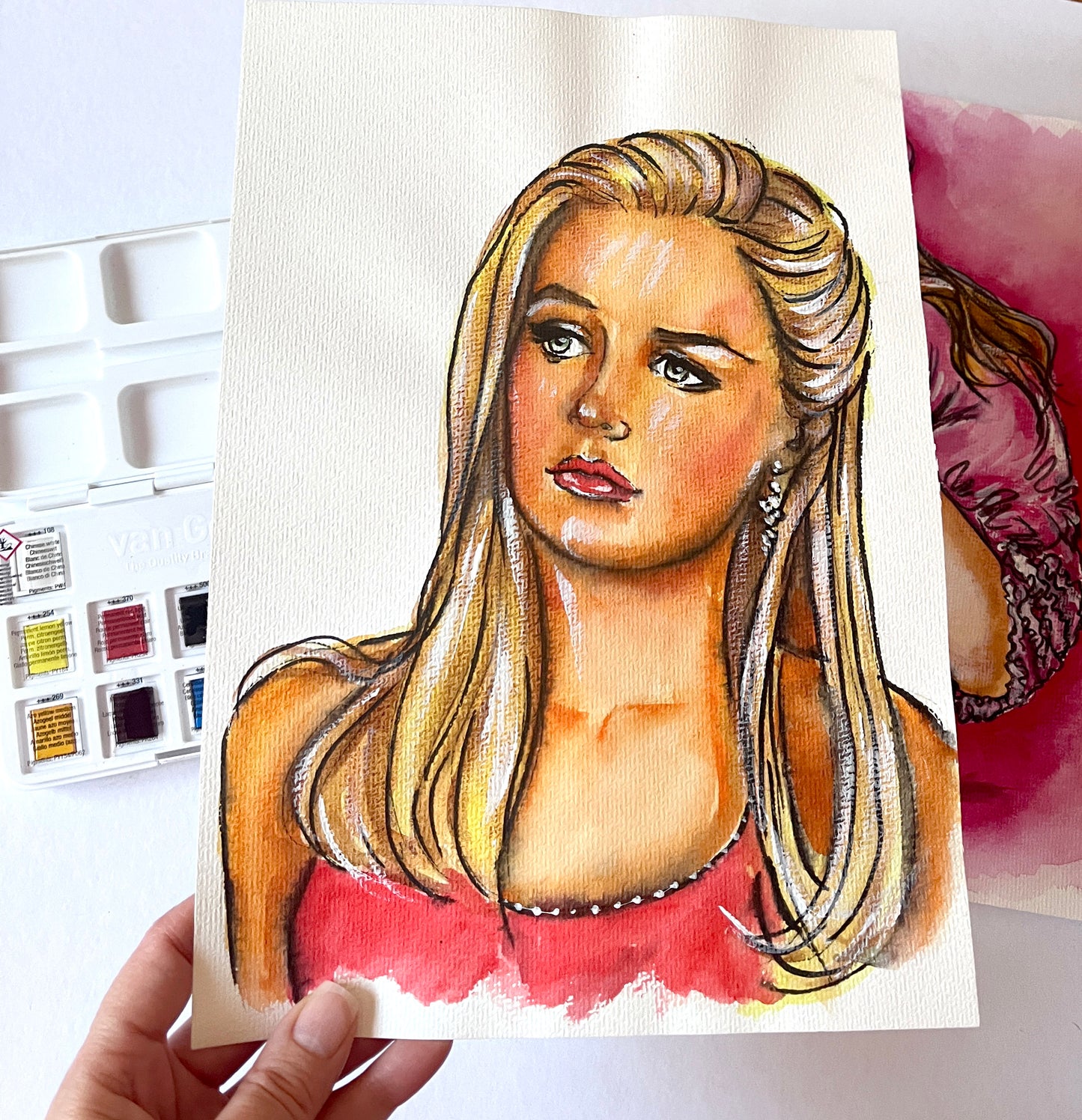 Alicia Silverstone, ORIGINAL Watercolour Painting, Artwork by Svetlana Pelin