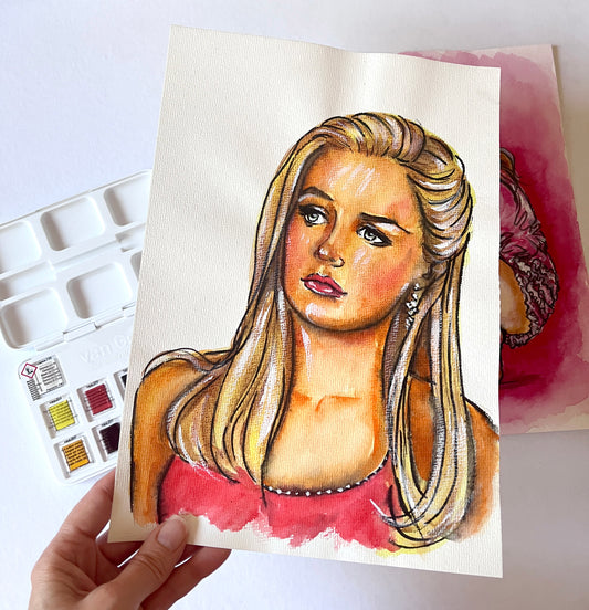 Alicia Silverstone, ORIGINAL Watercolour Painting, Artwork by Svetlana Pelin