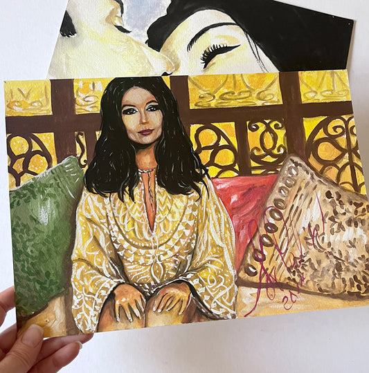 Anouk Aimée, Sodom and Gomorrah, ORIGINAL Gouache painting, Artwork by Svetlana Pelin
