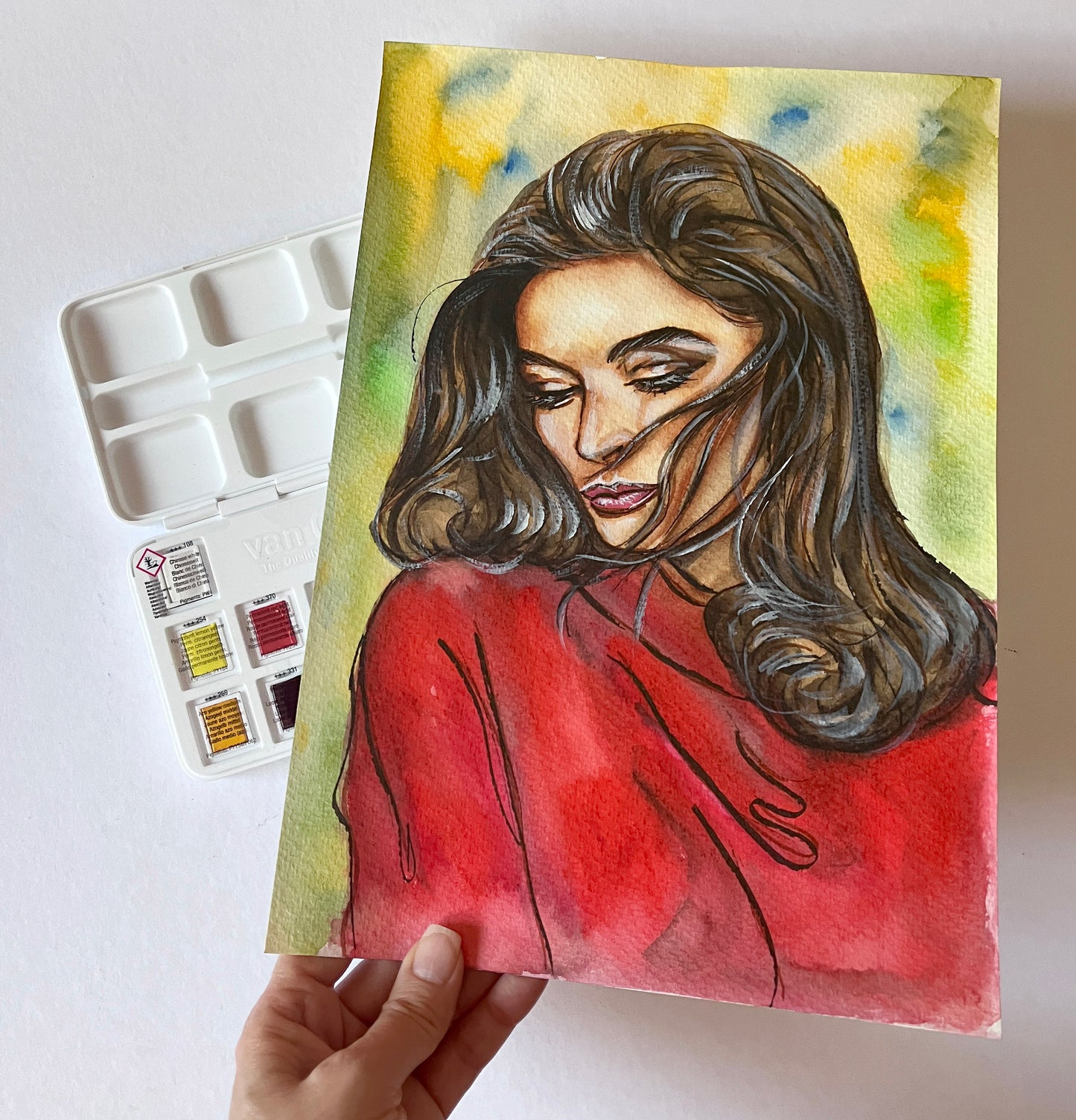 Anouk Aimée, ORIGINAL Watercolor Painting, Artwork by Svetlana Pelin