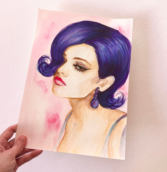 Claudia Cardinale, ORIGINAL Watercolor Painting, Artwork by Svetlana Pelin