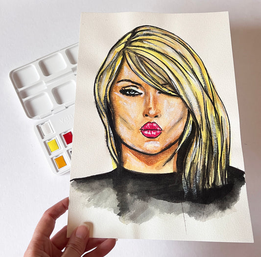 Blondie, Debbie Harry, ORIGINAL Watercolor Painting, Artwork by Svetlana Pelin