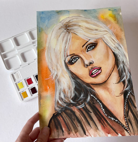 Blondie, Debbie Harry, ORIGINAL Watercolor Painting, Artwork by Svetlana Pelin