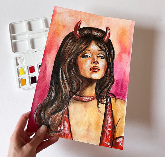 Beverly Hills, Shannen Doherty, ORIGINAL Watercolor Painting by Svetlana Pelin