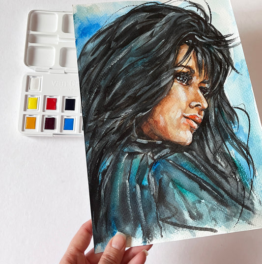 Beverly Hills, Shannen Doherty, ORIGINAL Watercolor Painting by Svetlana Pelin