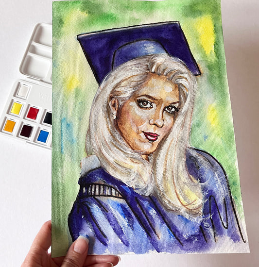 Beverly Hills, Tori Spelling, ORIGINAL Watercolor Painting by Svetlana Pelin