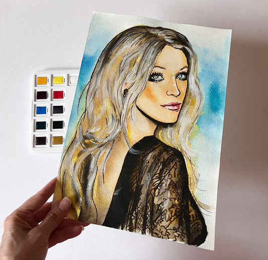 Blake Lively, ORIGINAL Watercolour Painting, Artwork by Svetlana Pelin