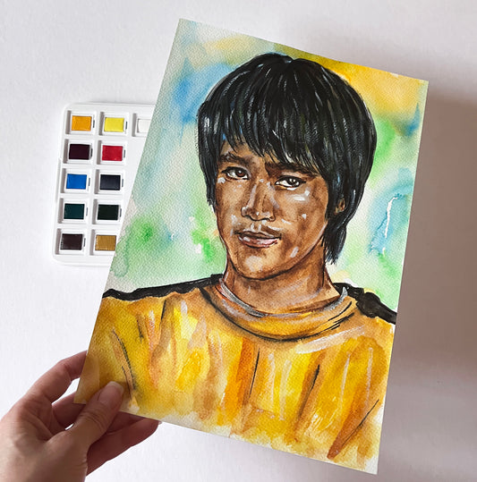Bruce Lee, ORIGINAL Watercolor Painting, Artwork by Svetlana Pelin