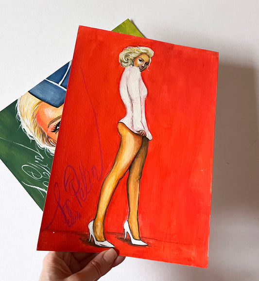 Britney Spears, White sweater, ORIGINAL Gouache Painting, Artwork by Svetlana Pelin