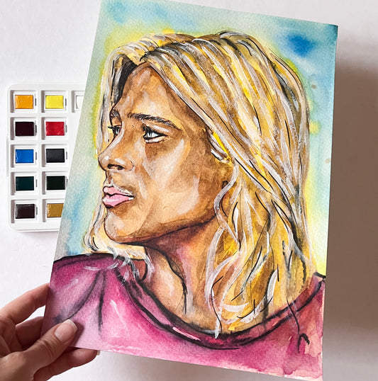 Brad Pitt, Troy, Achilles, ORIGINAL Watercolor Painting, Artwork by Svetlana Pelin