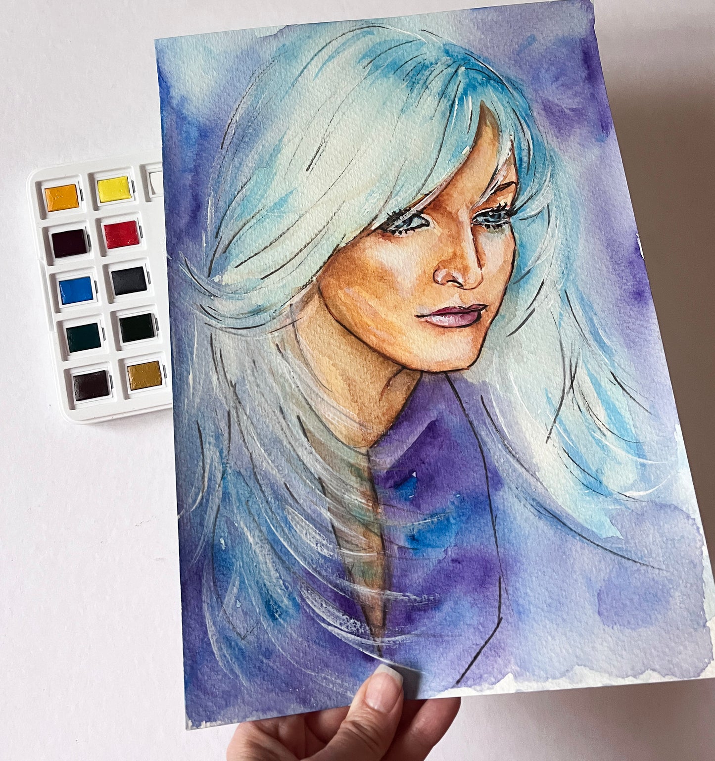 Bonnie Tyler, ORIGINAL Watercolor Painting, Artwork by Svetlana Pelin