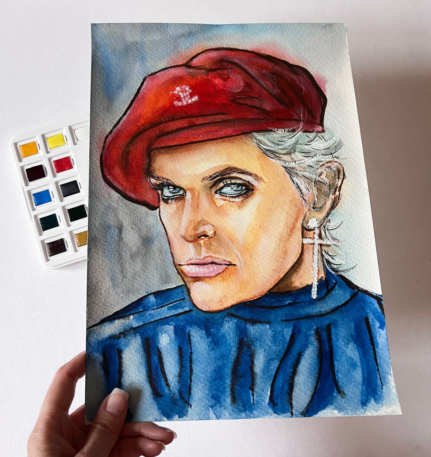 Billy Idol, ORIGINAL Watercolor Painting, Artwork by Svetlana Pelin