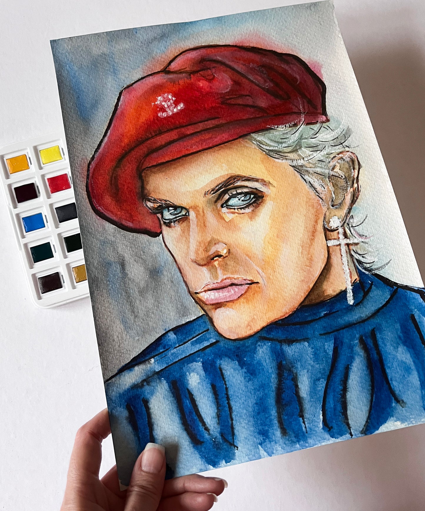Billy Idol, ORIGINAL Watercolor Painting, Artwork by Svetlana Pelin
