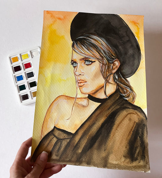 Billie Eilish, BE, ORIGINAL Watercolor Painting, Artwork by Svetlana Pelin