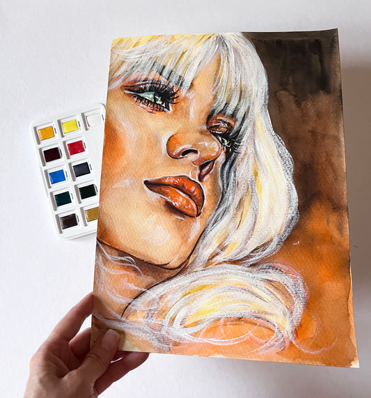 Billie Eilish, ORIGINAL Watercolor Painting, Artwork by Svetlana Pelin