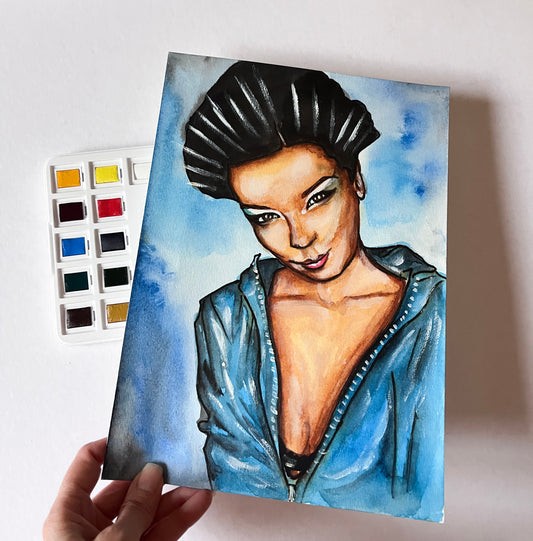 Björk, ORIGINAL Watercolor Painting, Artwork by Svetlana Pelin
