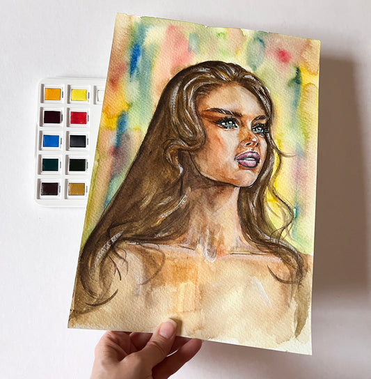 Brooke Shields, The Blue Lagoon, ORIGINAL Watercolor Painting, Artwork by Svetlana Pelin
